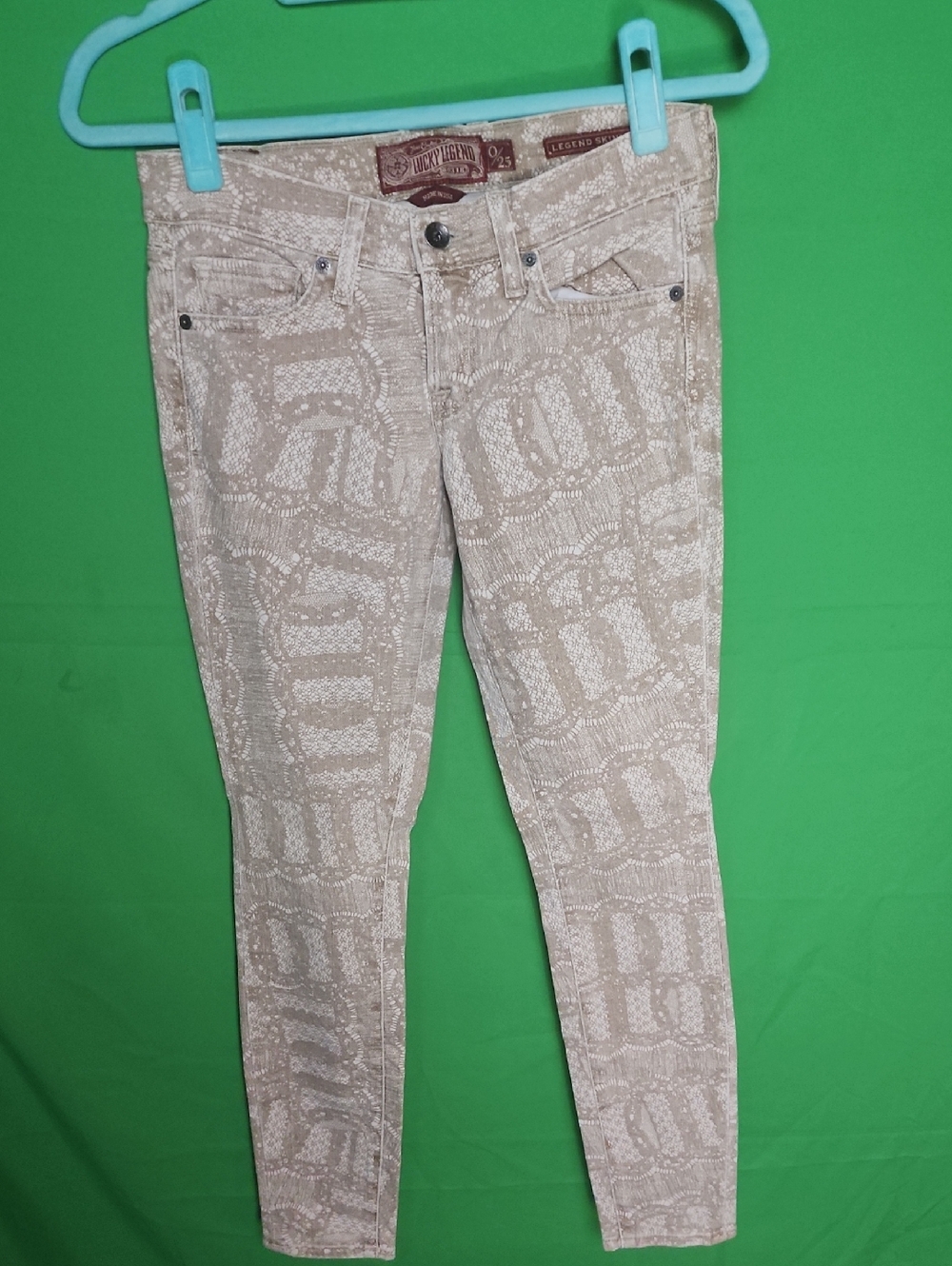 Lucky Brand Lucky Legend Skinny Lace Print Jeans Size 0/25